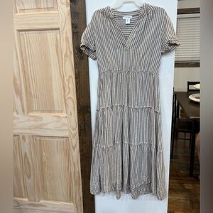 Cynthia Rowley Brown Striped Maxi Dress
